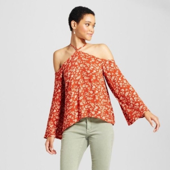 Mossimo Supply Co. Tops - "SALE"NEW Y-Neck Cold Shoulder Peasant Top NWOT A9